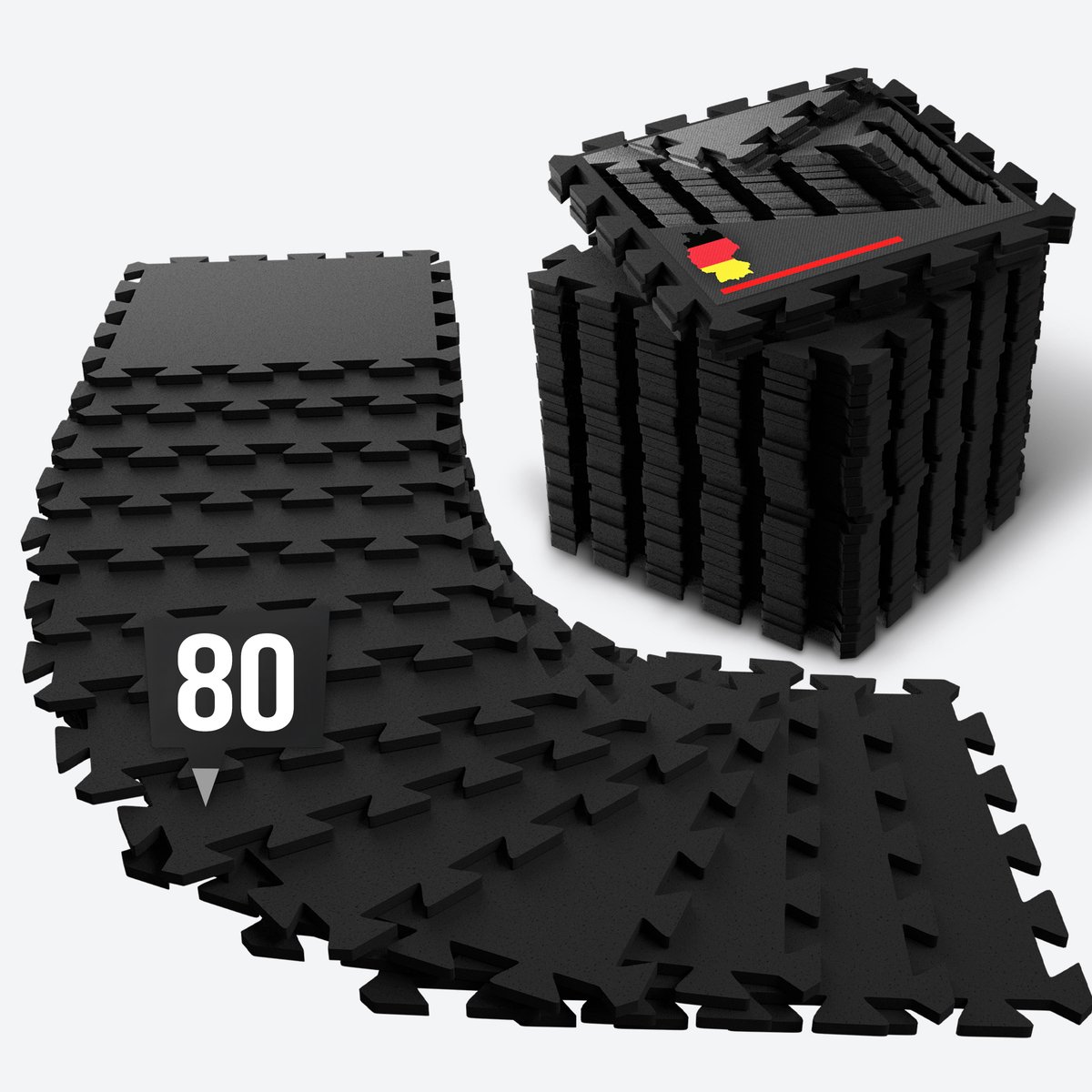 NEOLYMP Fitnessmat – zware rubbermat van kwaliteit – puzzelset met 80 delen