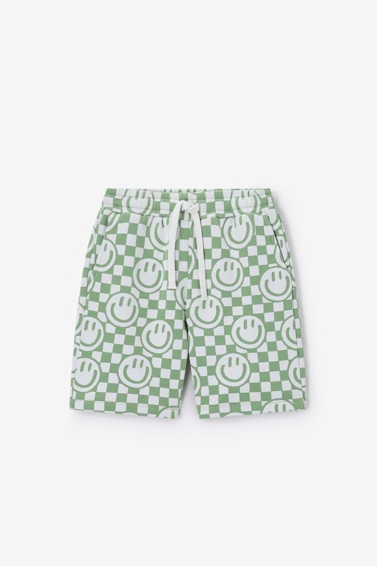 Groene Sweat Short Met Smiley Print