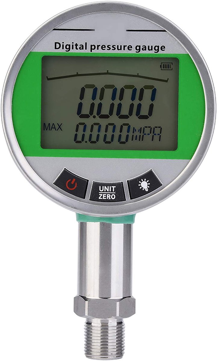 Jhubersproducts - Digitale Manometer - Hydraulisch - Hoge Precisie - Roestvrij Staal - Voor Diesel en Water - Multifunctioneel - M20 x 1,5 mm Aansluit