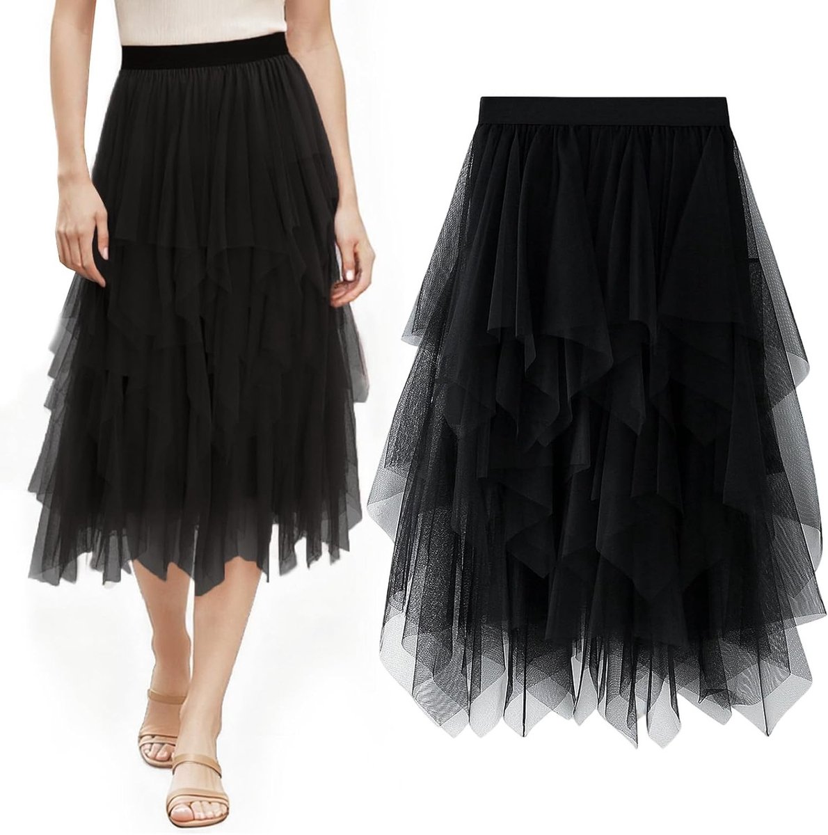 Elegante Tulle Rok voor Dames met Hoge Taille, Plissé Design en Lining voor Feestjes, Prom en Carnavalskostuums