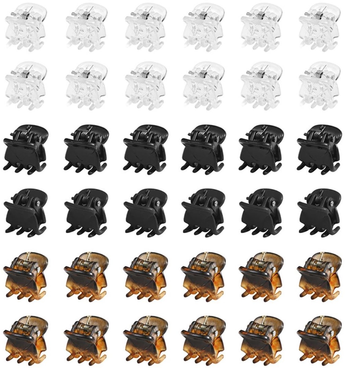 Zeynomax - Mini-haarklemmen - Antislip - 1 cm - Zwart Bruin Wit - 36 Stuks - Geschikt voor Meisjes en Volwassenen