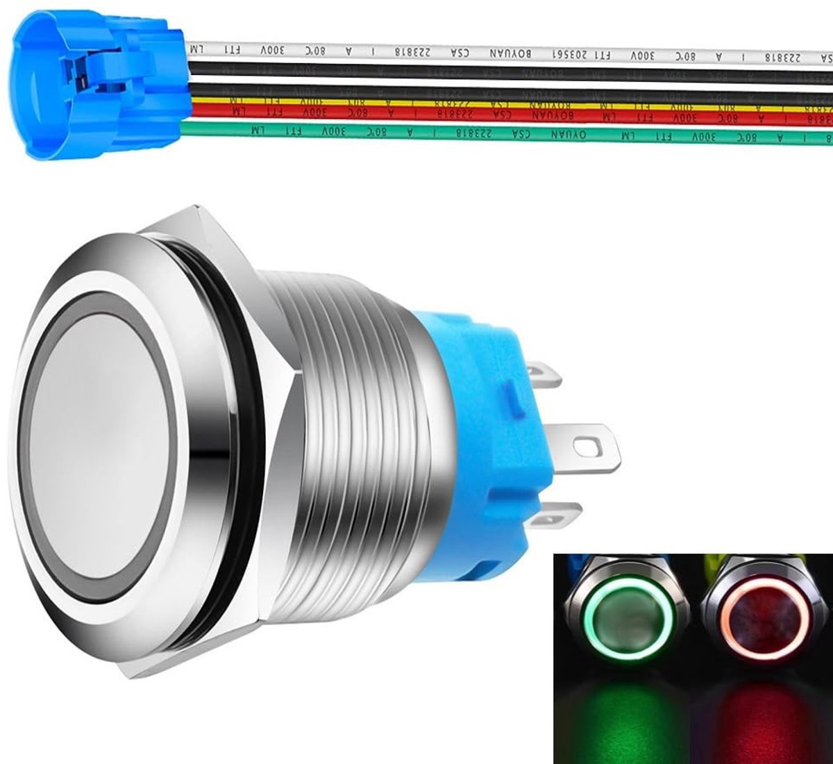 Zeynomax - Drukknop - Momentane drukknopschakelaar - Waterdicht IP65 - LED-indicatie - Geschikt voor 110V-230VAC - Metaal