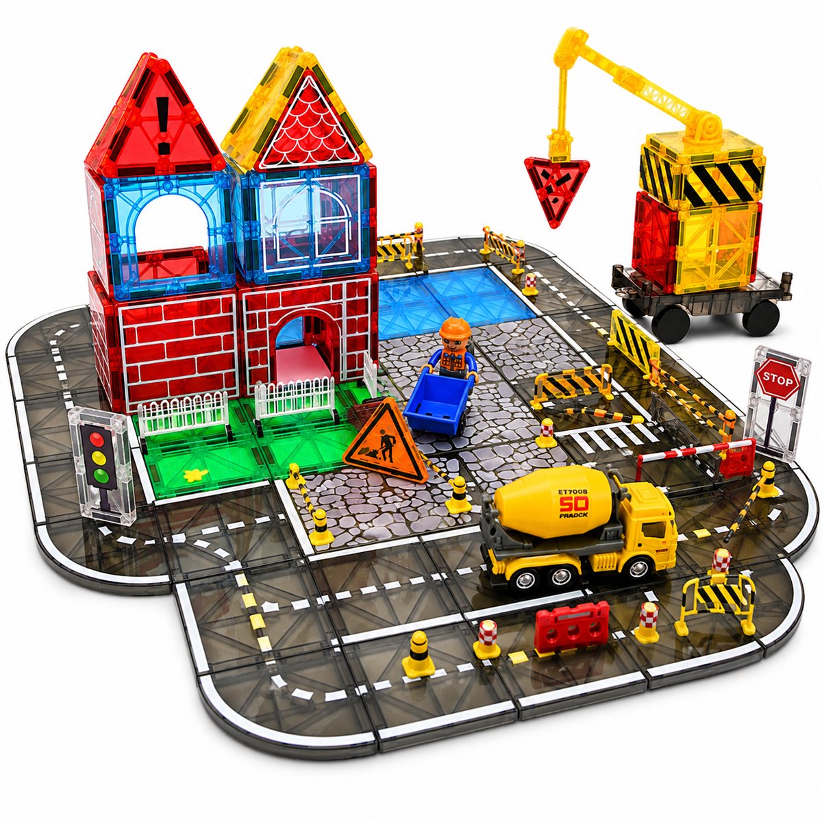 Magna Minds - Magnetisch Speelgoed - City Cement wagen - 72 - Magnetic Tiles - Constructie speelgoed - Magnetische tegels - Montessori speelgoed - Magnetic toys - Magnetische bouwstenen - Speelgoed Kinderen