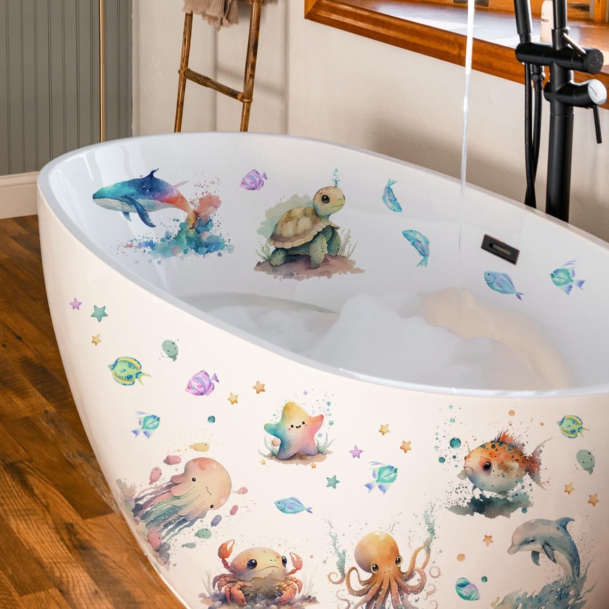 Elzusha - Onder De Zee Muurstickers - Vis Schildpad Kwallen - Muur Decor - Kleurvol - Badkamer Kids - Slaapkamer Baby