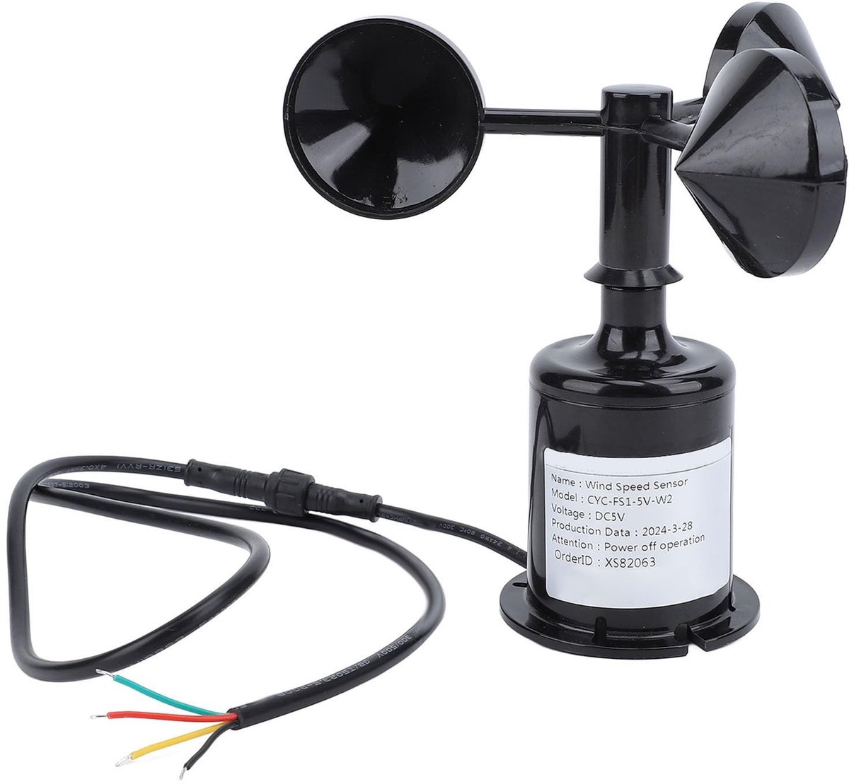 Elzusha - Windsnelheidssensor - Anemometer voor Weerstation - Hoge Nauwkeurigheid - 0,8 m Kabel - Weersvoorspelling - Meetbereik tot 45 m/s - Gesch...