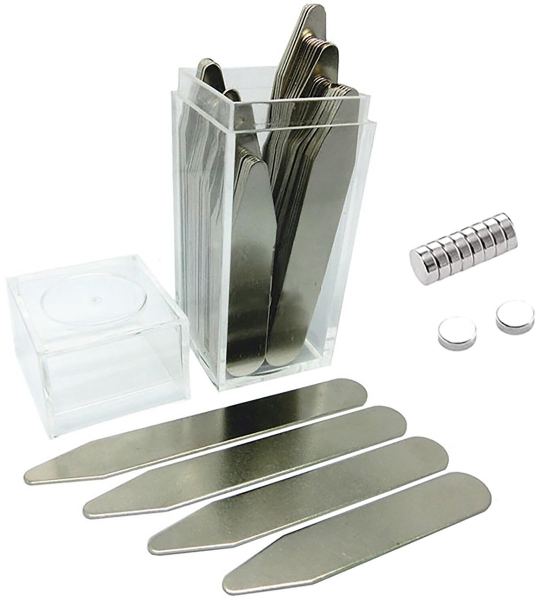 By shayne - 40pcs Metal Collar Bars - Kraagstangen - Rvs - Inclusief Opbergdoos - Kraaghouders - Geschikt voor Business Shirts - Diverse Maten