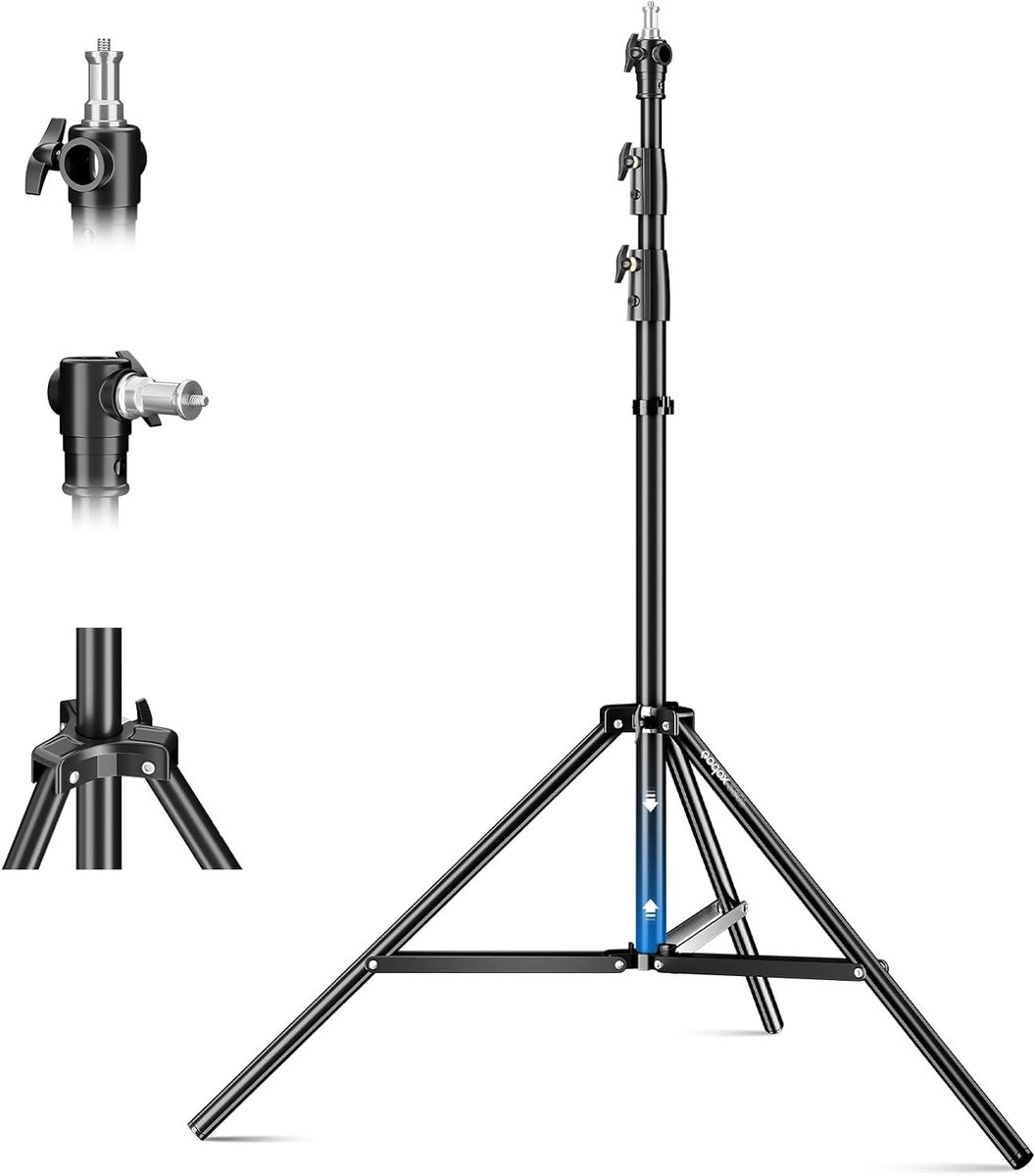 Heavy Duty Lichtstatief met Universele Schroef, 112" Verstelbaar Tripod voor Studio Fotografie en Verlichting