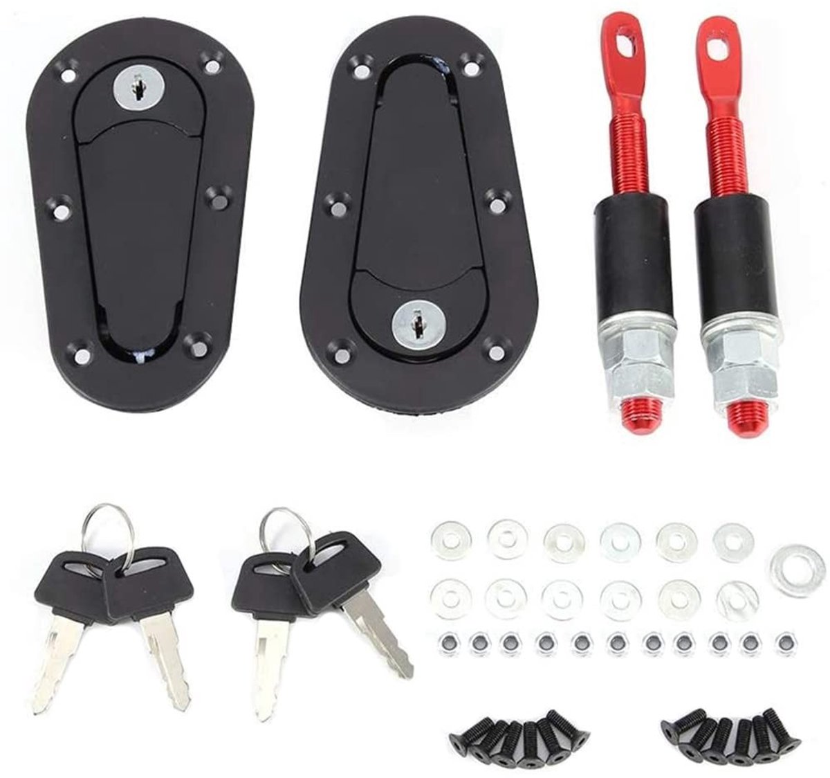 Zeynomax - Universele Motor Motorkap Cover - Veiligheid Klink Pin - Zwart - Vergrendeling Pin - Geschikt voor de meeste voertuigen - Hoogwaardig mat..