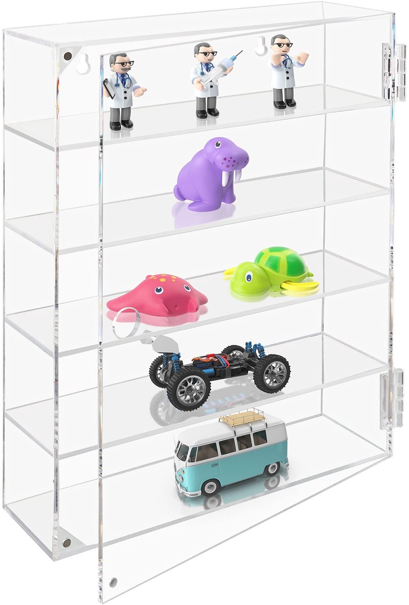 Livia home - Muurdisplay Kast - 5-Laags Acryl - Transparant - Opslag Organiser voor Shotglazen en Figuren - Wandmontage - 27,5 x 7,5 x 35,7 cm