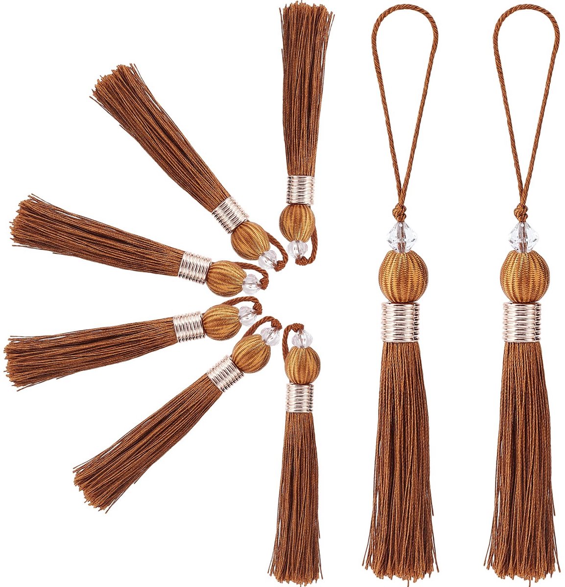 Livia home - Grote Kwastjes - Handgemaakte Decoraties - Kokosnootbruin - DIY Craft Accessoire - Geschikt voor Kinderen en Volwassenen
