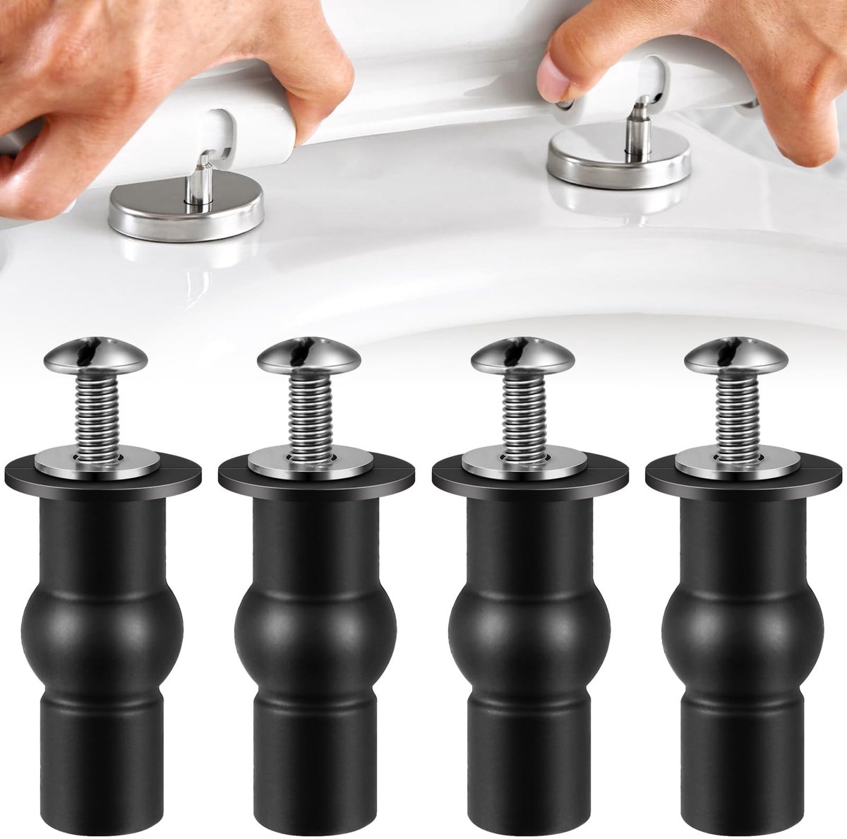 Livia home - Set van 4 stuks wc-brilbouten - Vervangende toiletbril onderdelen - Eenvoudige installatie - Universele scharnieren - Duurzame ru...