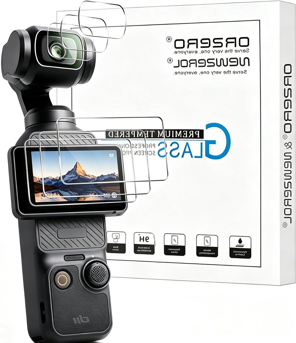 6 Stuks 3-in-1 Schermbeschermer van Gehard Glas voor DJI Osmo Pocket - Anti-Kras, 2,5D Gebogen Randen, Hoge Resolutie en 9H Hardheid