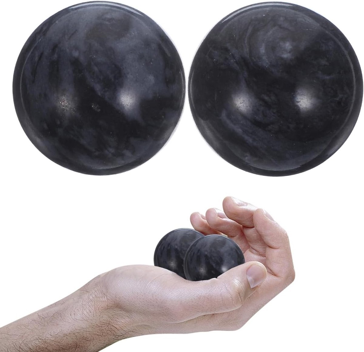Jade handmassageballen voor acupunctuur en ontspanning - 2 stuks voor handoefeningen en stressverlichting