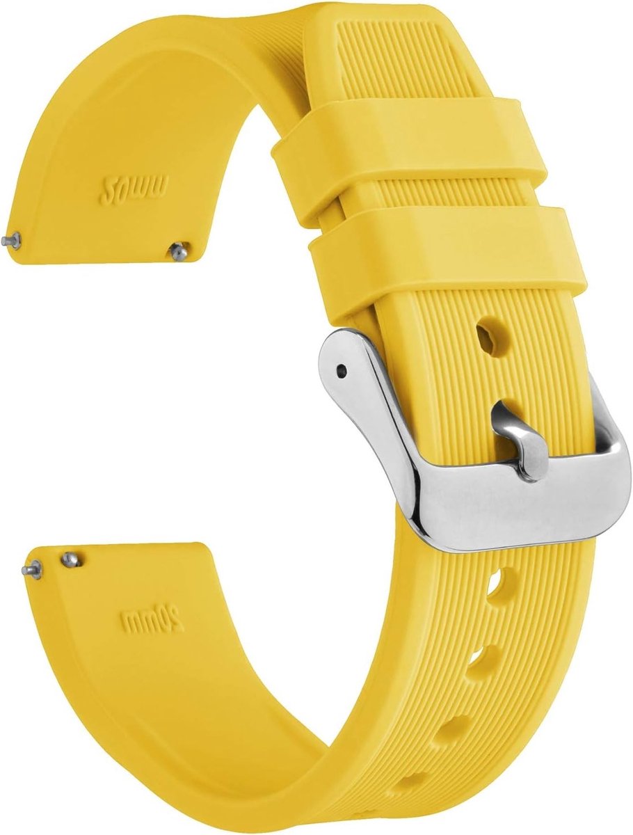 Siliconen Horlogeband 18mm 20mm 22mm 24mm, Snelle Bevestiging Rubber Vervangband voor Mannen en Vrouwen, Geel, Duurzaam en Comfortabel