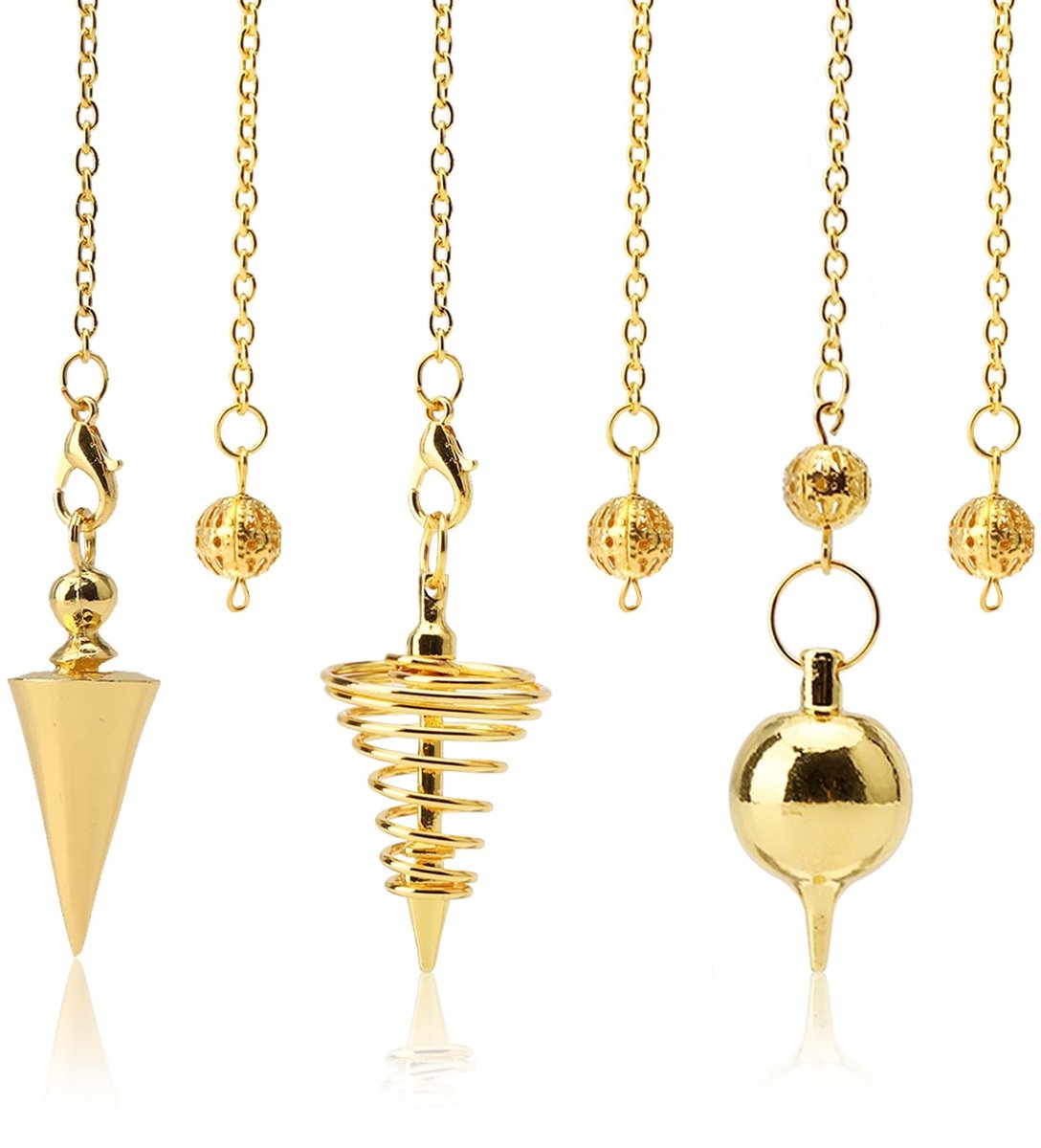 Smoakez - Esoterische Pendelset - Pendulum voor Tarot - Gouden Kleur - Reiki Accessoires - Cadeaus voor Waarzeggerij - 3 Stuks