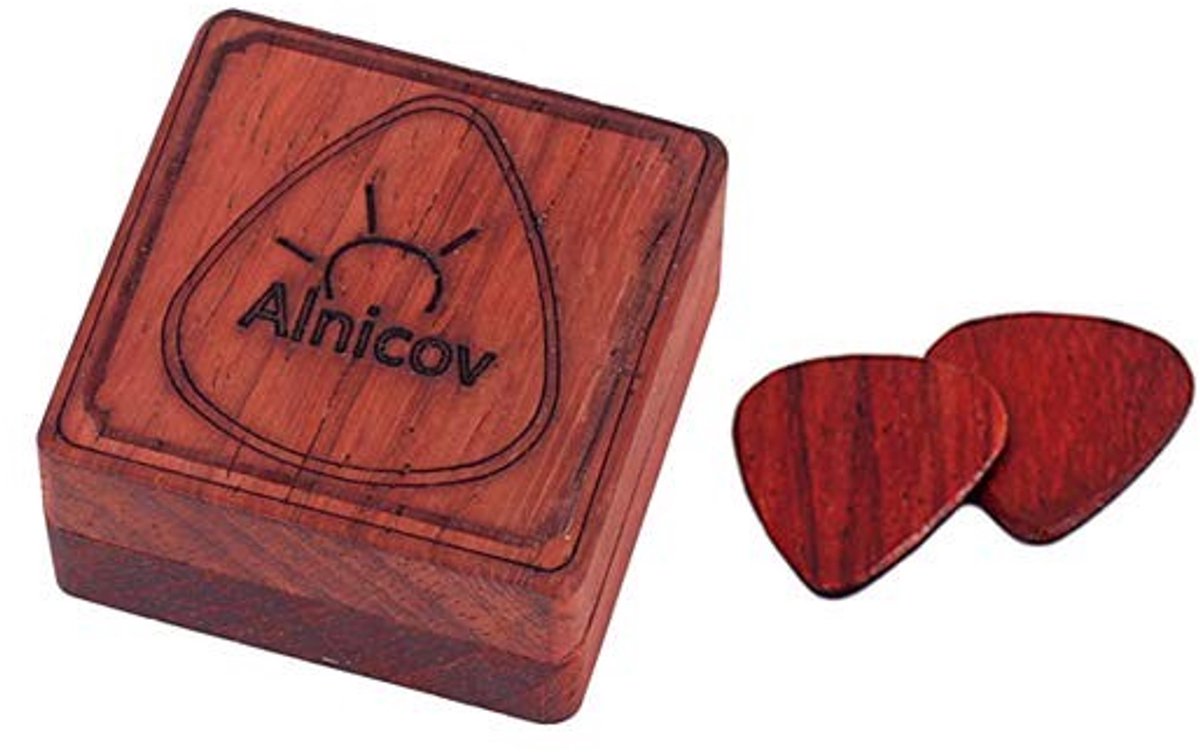 Dailygoods - Houten Gitaar Picks - 2 Stuks - Duurzaam en Handig - Hearted Shape - Gitaar Pick Box - Geschikt voor Akoestische Gitaar - Houten Doos