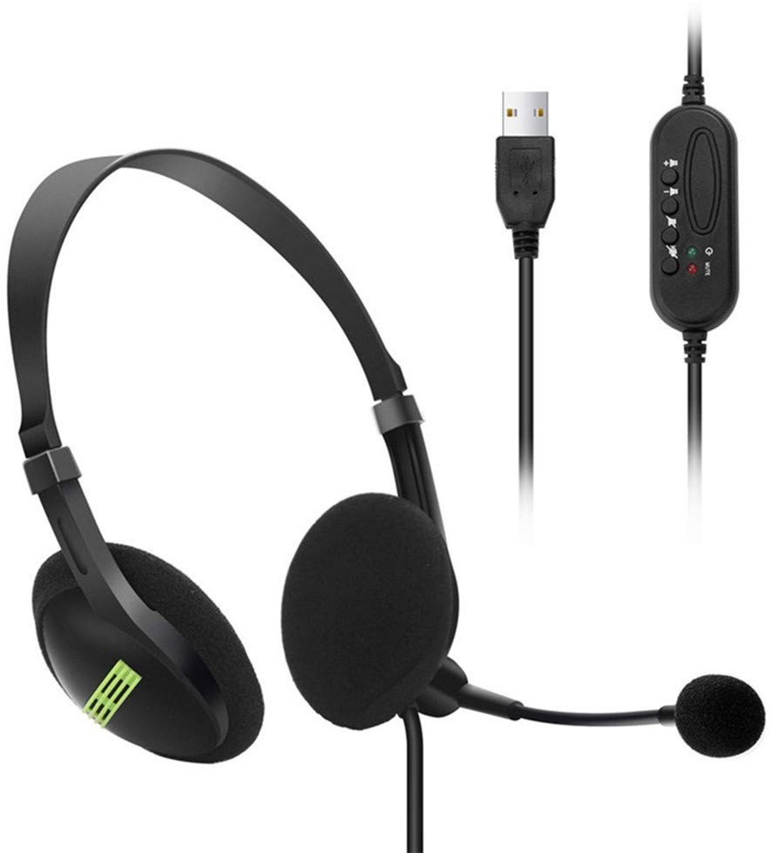 Dailygoods - USB-headset - Ruisonderdrukking - Duidelijkere Stem - Zwart - Comfortabele hoofdtelefoon - Geschikt voor Callcenter - Professionele heads