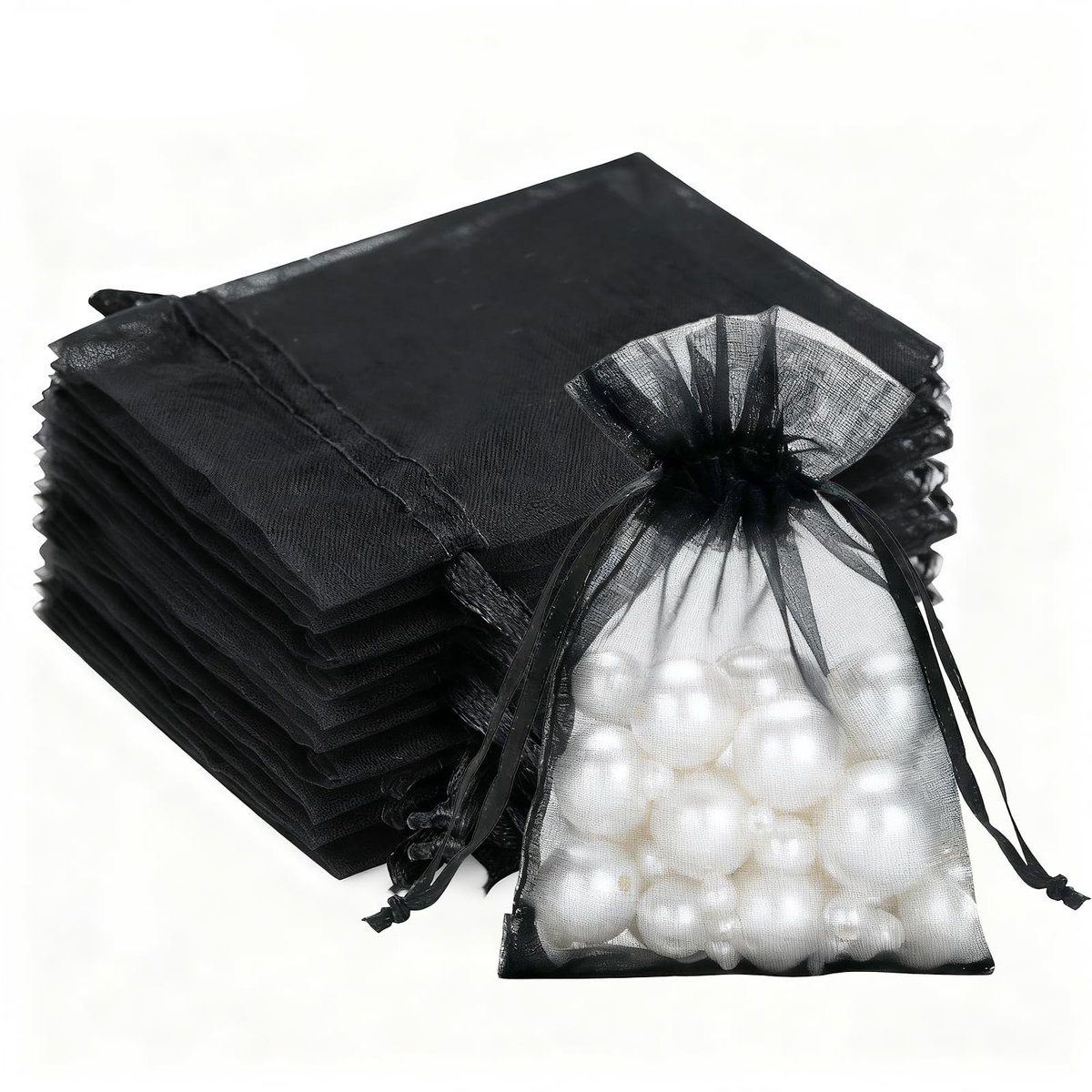 Dailygoods - Geschenzakjes - Cadeauverpakking - Organza - Zwart en Lavendel - Perfect voor Bruiloft en Festival - 50 Stuks