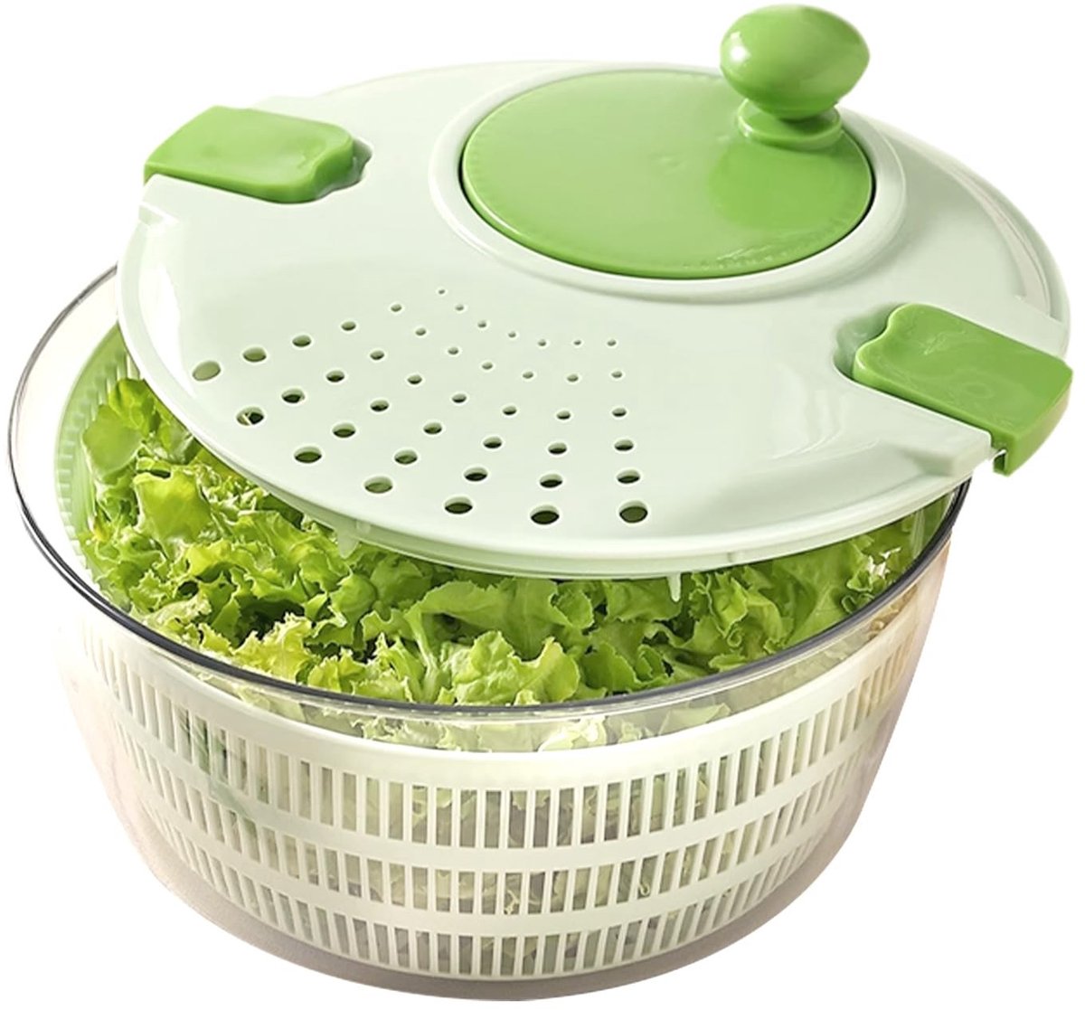 Dailygoods - Saladecentrifuge - Groentesnijder - Handmatige draaifunctie - Groen - Fruitwasmachine - Ideaal voor het reinigen van groenten en fruit -