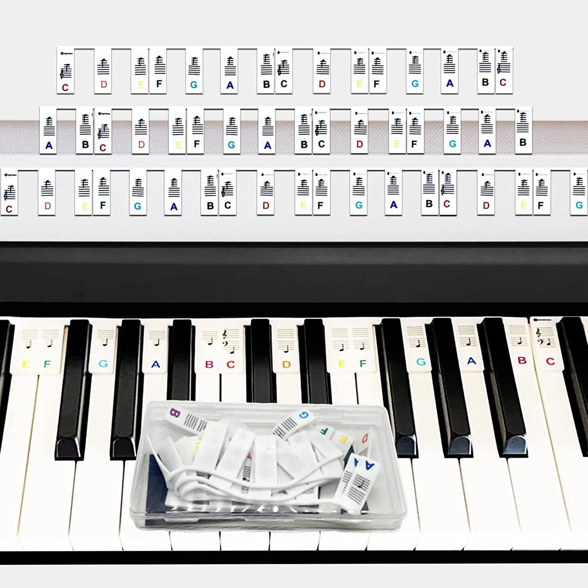 Dailygoods - Piano Keyboard Sleutellabels - Herbruikbare Siliconen Labels - Multicolor - 88 Toetsen Piano - Geschikt voor Beginners - Waterbestendig