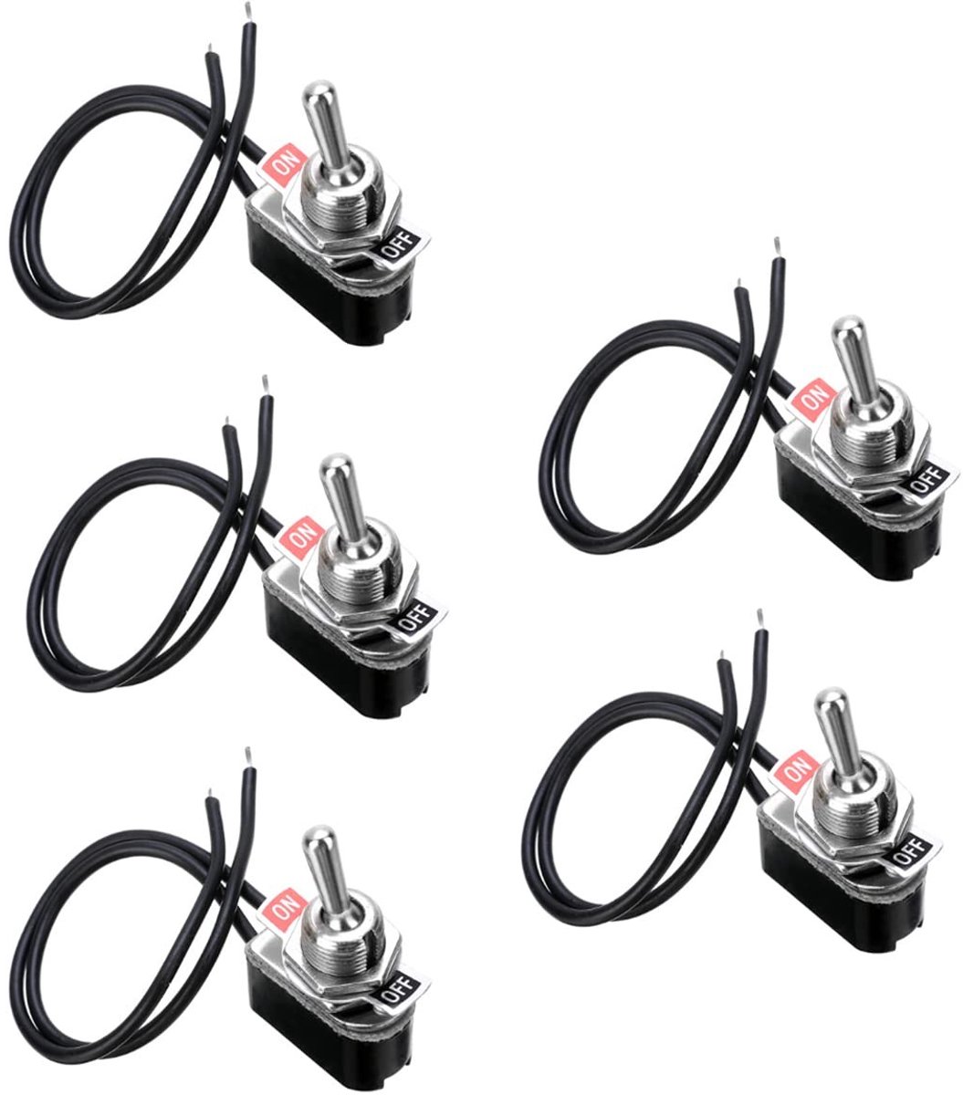 Dailygoods - Auto-tuimelschakelaar - Mini waterdichte schakelaar - Voorbedraad en gebruiksvriendelijk - 5 stuks - 2-pins - Geschikt voor auto en ...