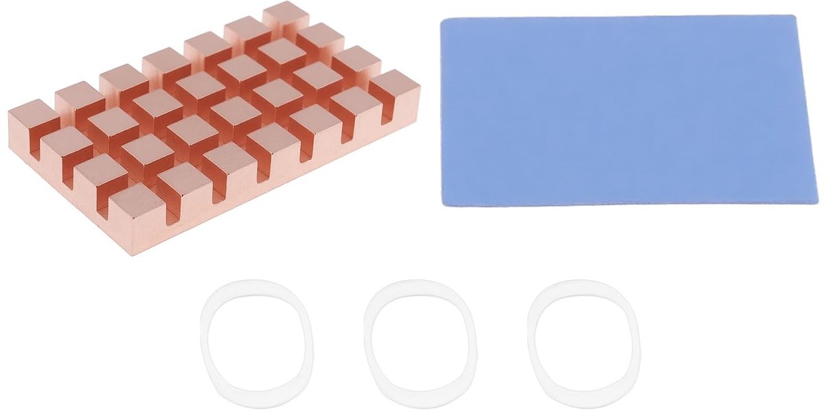 Dailygoods - Koperen Heatsink voor M.2 SSD - Verbeterde Koeling - 32x18x4mm - Geschikt voor Raspberry Pi 5 - Efficiënt - NVMe - -