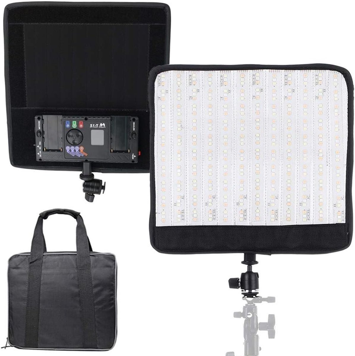 Professionele Vouwbare Roll-Flex RGB LED Camera Verlichting Kit met 2700K-9999K Instellingen voor Fotografie en Videoproductie