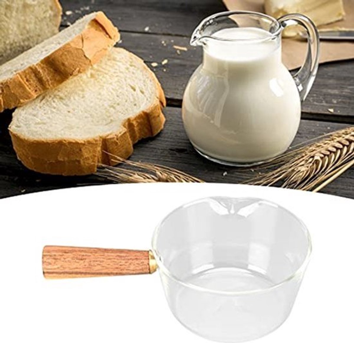 Kookpan V375 - Borosilicaatglas - Houten Handvat - Eenvoudig Schoonmaken