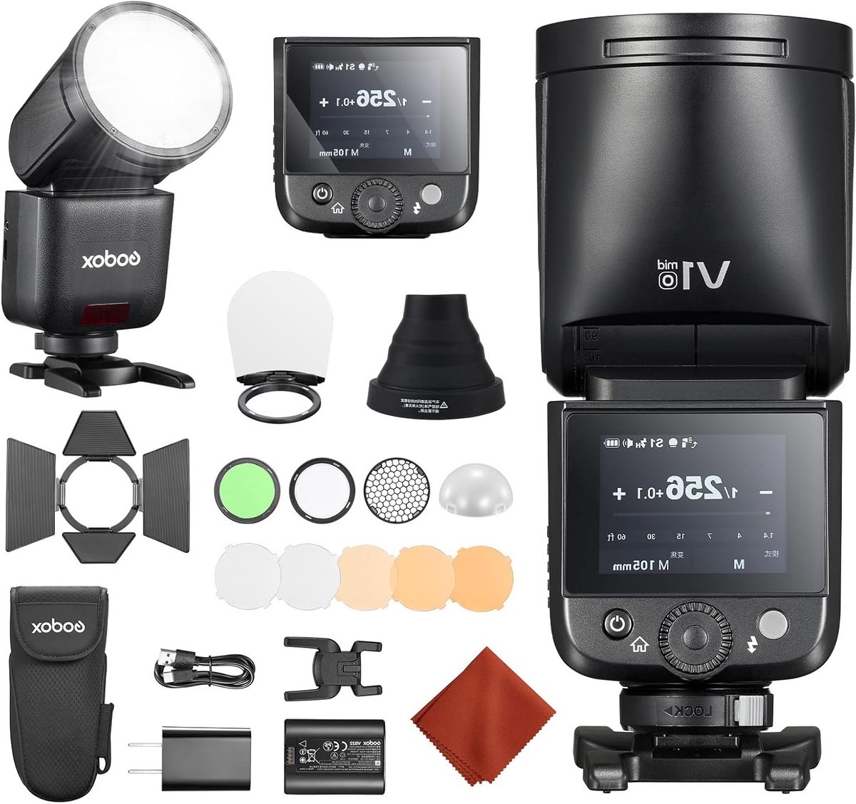 Krachtige Mid-O Flitser met Rond Hoofd en Accessoireset voor Olympus Camera's, TTL, HSS en Touch Display