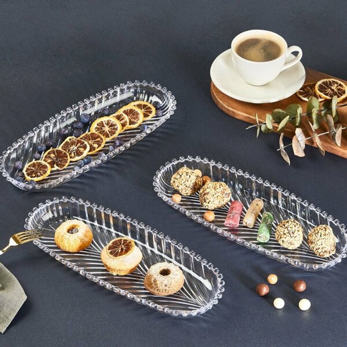 Bastonlu - Diamond serveerschaal ovaal - 33 cm kunststof - snackbord