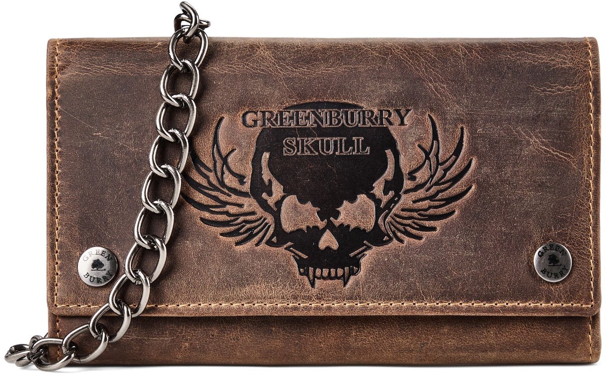 Greenburry Biker Portemonnee RFID-bescherming Leder 17 cm - Unisex - Horizontaal - brown