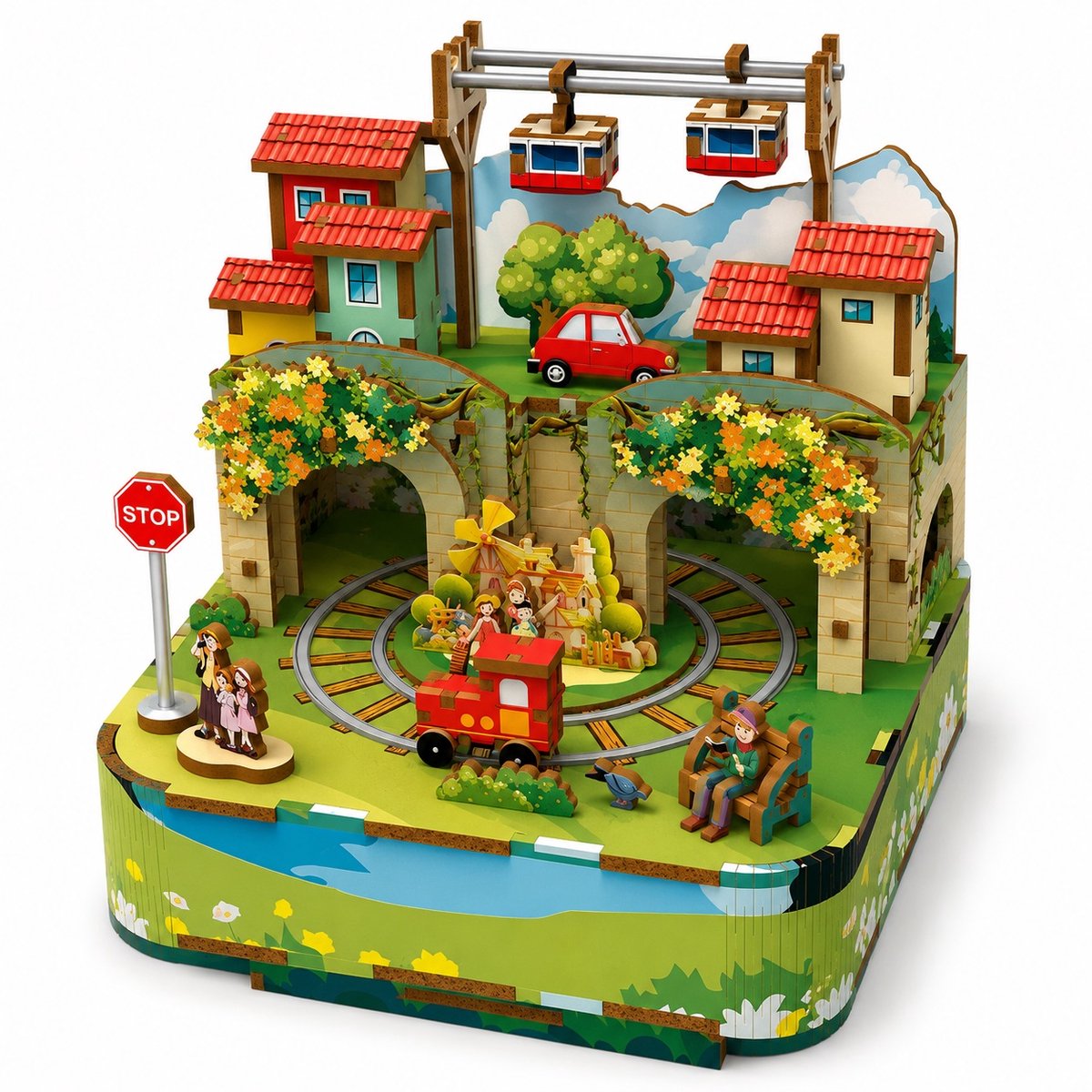 Bergreis - Mountain City Travel met muziek Houten Modelbouw Creatief & Educatief