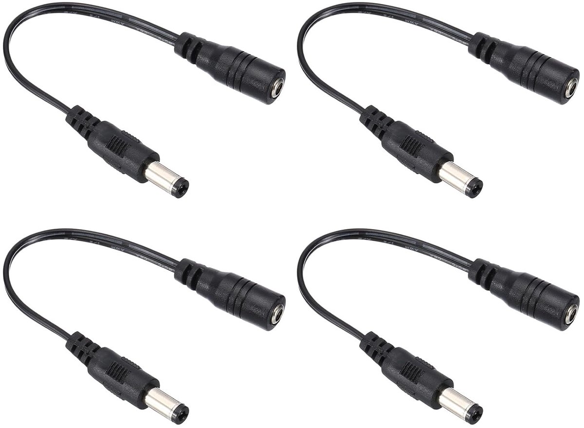 Power cable 0.6 m - DC 3.5 x 1.35 mm to DC 5.5 x 2.5 mm - 4 pieces - charging cable adapter - wire connector voor fans - zwart