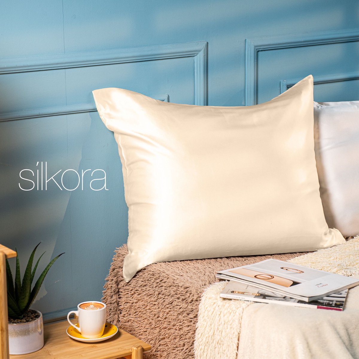 Silkora Premium Silk Pillowcase - 60x70 cm - 22 Momme 100% Moerbei Zijden Kussensloop Met Verborgen Rits - Anti-rimpel, Verkoelende, Anti-pluis - Champagne
