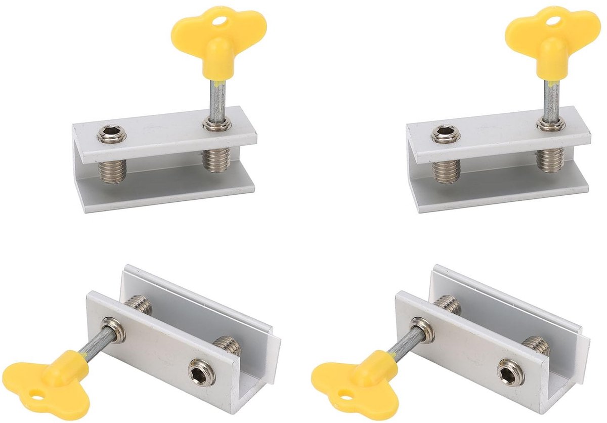 Store_9 - Schuifraamslot - Verstelbaar raambeveiligingsslot - Veiligheid voor thuis - Aluminium en roestvrij staal - Geschikt voor schuiframen - 4 set