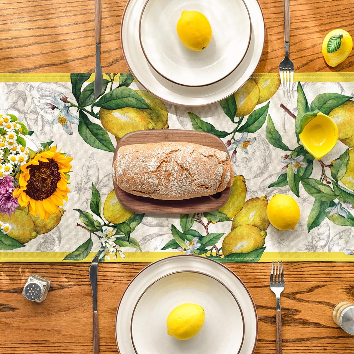 VT Goods - Tafelloper - Wasbaar - Modern - Citroen - Keuken decoratie - Zomer - Eettafel - 40 x 140 cm