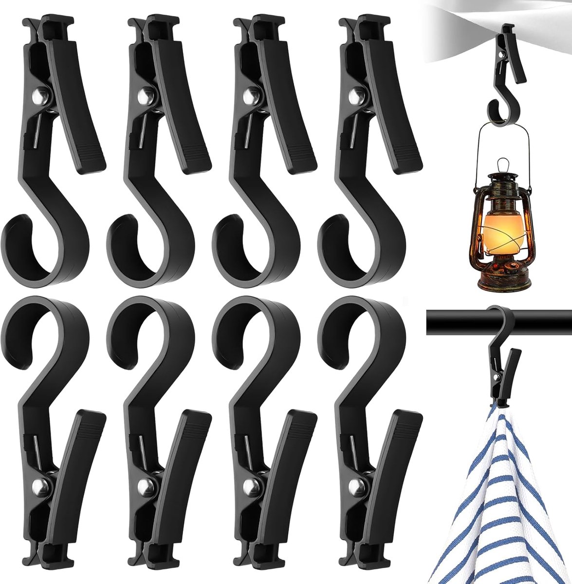 8 stuks wasknijpers - tentdak - tentclips - lichthaken - laarzenklem - campingtent - haken - outdoor - handdoeken - clips - theedoeken voor camping en outdoor accessoires