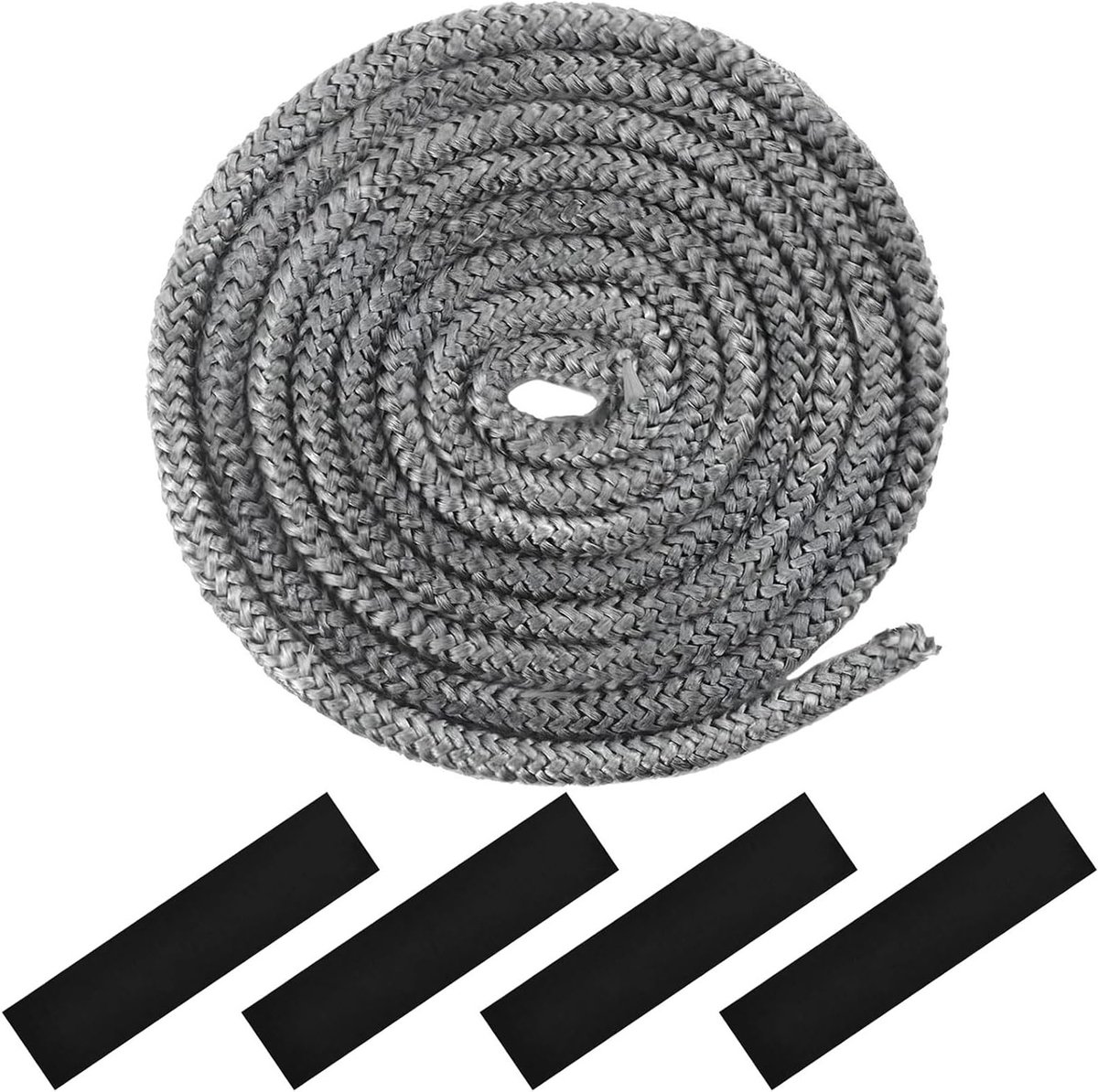 Ovenafdichtkoord 12 mm x 2,5 m met 4 Stuks Hoge Temperatuur Ties, Vezelglas Afdichtkoord voor Haarden en Kookplaten