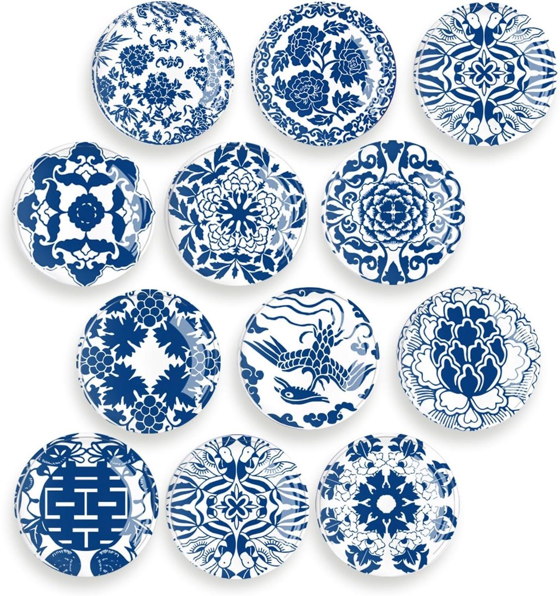 Set van 12 Transparante Glazen Koelkastmagneten, Ronde Decoratieve Magneten van 30 mm voor Koelkast, Kaarten en Airconditioning, Lichtgewicht en Veilig
