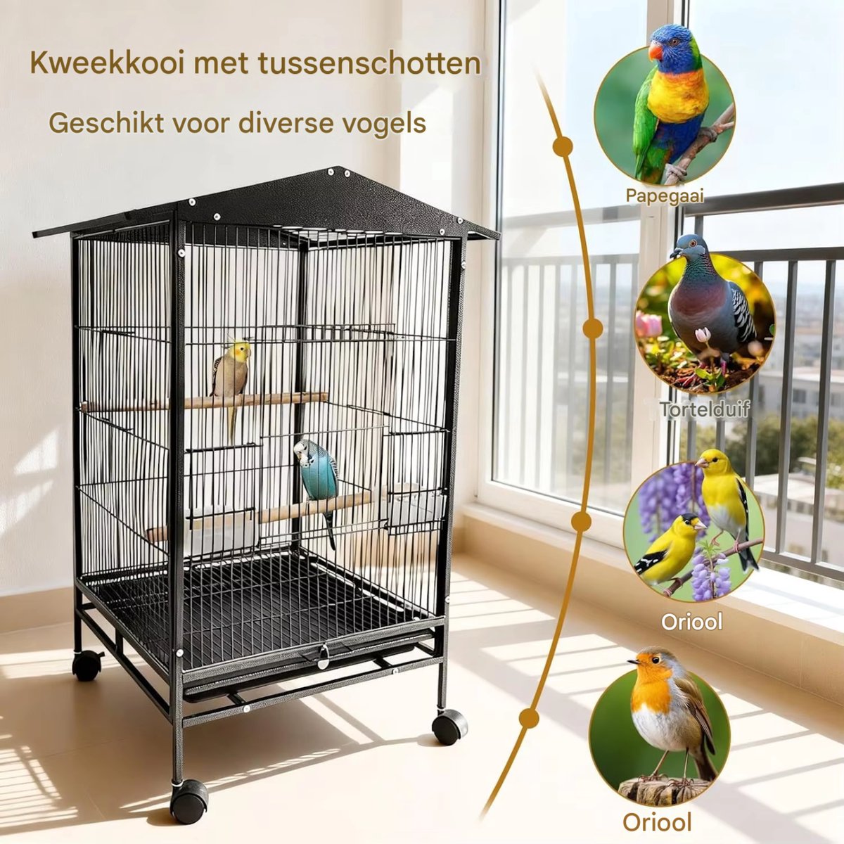 Happiq Vogelkooi 33 Inch Papegaaienkooi thumbnail 4