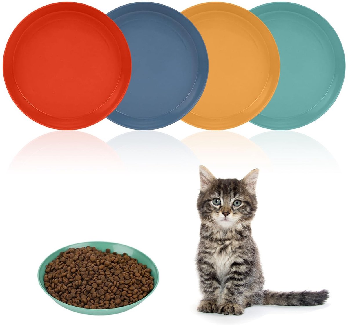 aladdien - Kattenvoerbak - Platte voerbak - Duurzaam en robuust - Blauw - Geschikt voor kittens en katten met korte benen - Perfect voor nat- en dro..