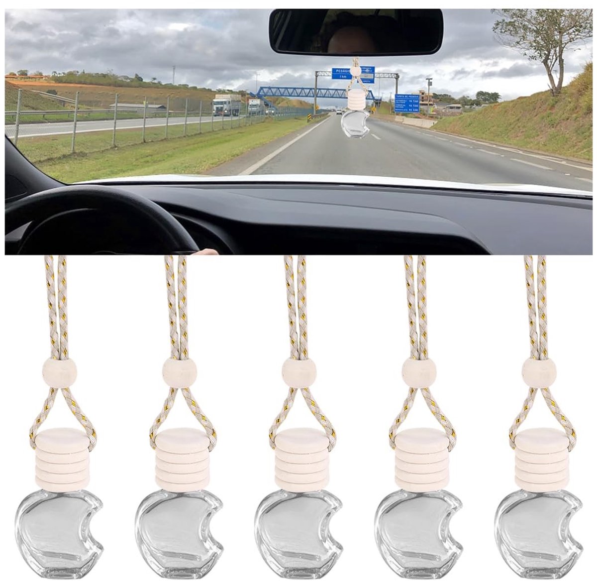 Dailygoody - Lege Parfumflesjes - Aromatherapie - Geurverspreider - Gekleurde Touw - Luchtverfrisser - Geschikt voor Auto en Kantoor - 5 Stuks