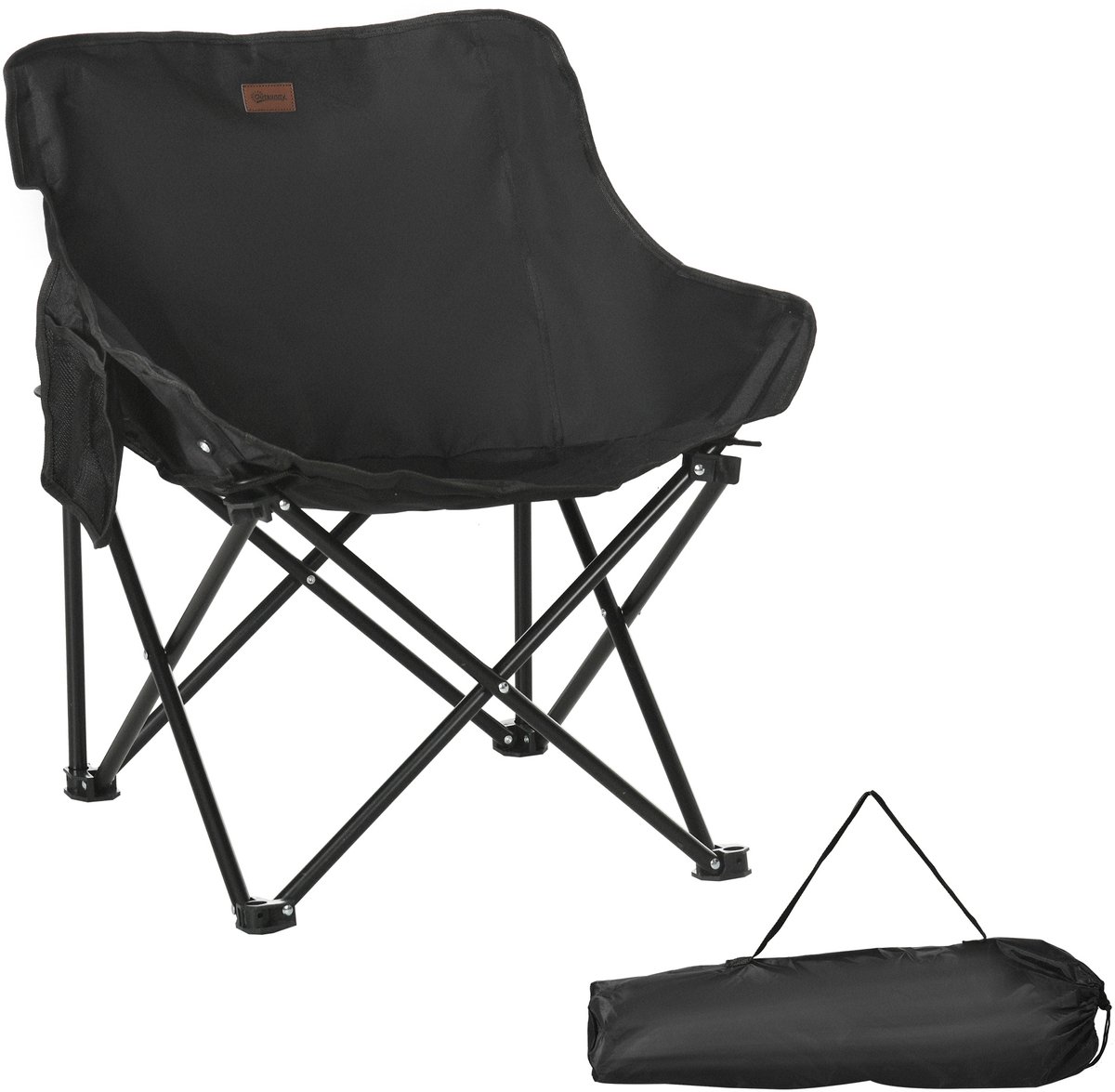 Killogood Campingstoel - opvouwbaar - stalen frame - stoffen zitting - draagtas - zwart