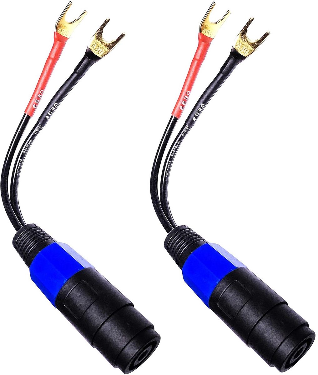 Speaker Kabel Adapter - Verbindingskabel - Muziek Installaties - 2 Stuks Set - 15 cm - Zwart