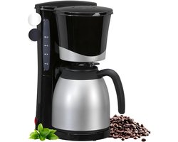 RONN® Koffiezetapparaat met Thermoskan - Koffiezetapparaat voor 10 Kopjes - Anti Drup - 1L - RVS - Zilver/Zwart - 21cm x 19cm x 34cm