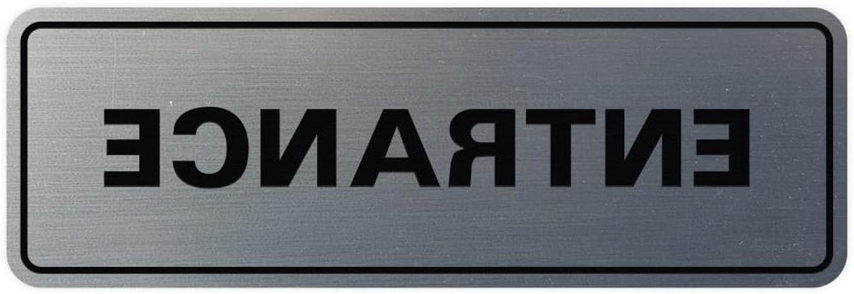 Entree Deur Bord - Wandbord Ingang - Bedrijf Aanduiding - Laser Gegraveerd Plastic - 7 x 2.75 Inch - Zilver
