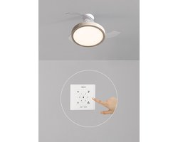 CREATE - Plafondventilator 40W stil met intrekbare bladen en LED-licht, verschillende maten - S - Met licht - Controller voor wandmontage - WIND CLEAR STUDIO