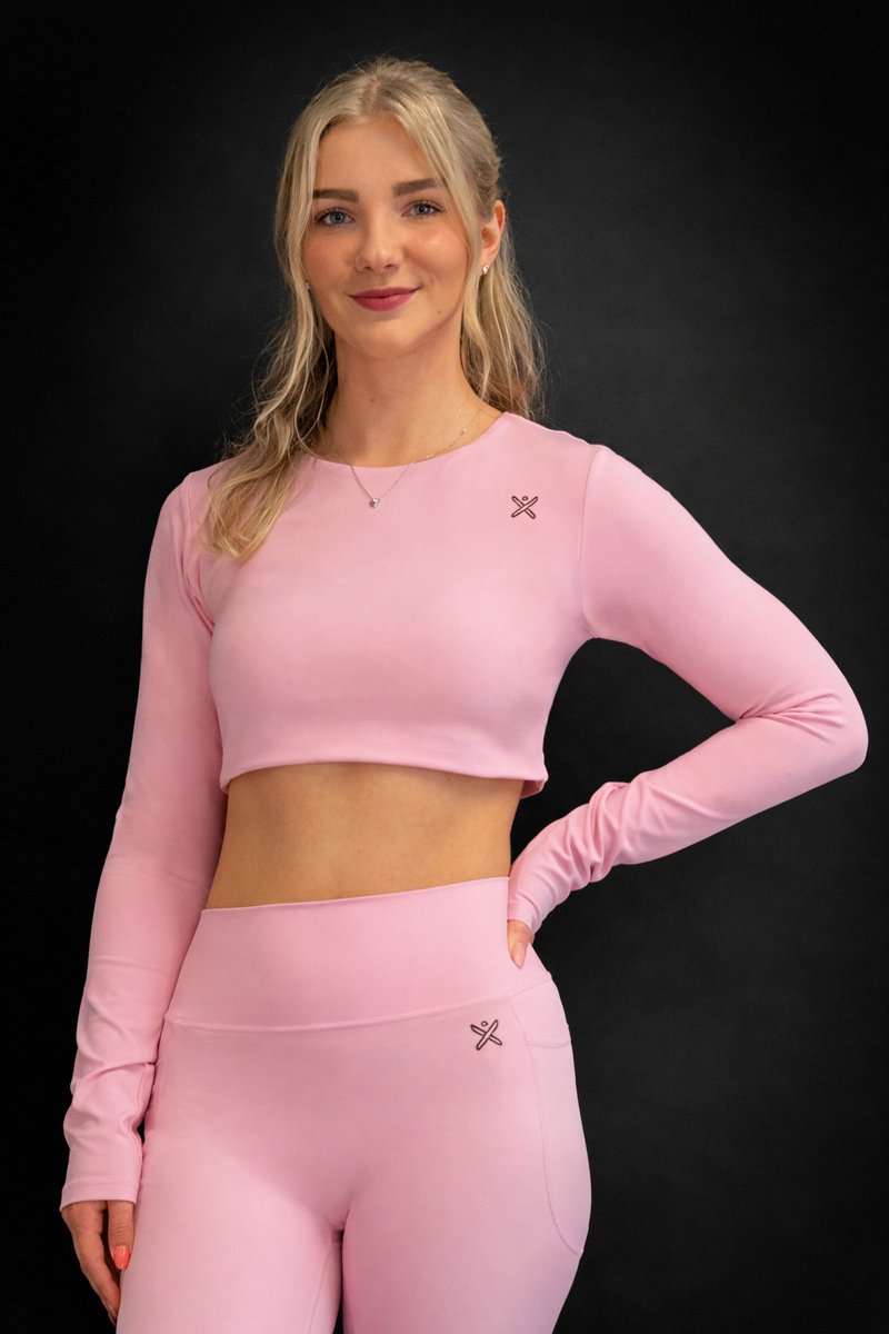MaxOut - Sportkleding - Sport crop top long sleeve dames - Roze - Maat M