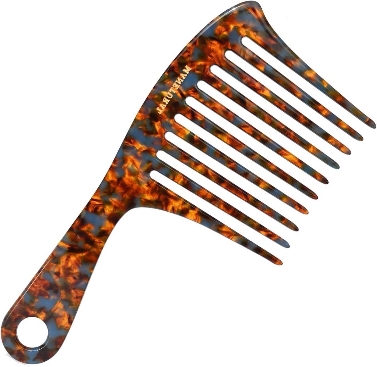 Kam met brede tanden - Krullenkam baardkam - Krullen ontwarren - Duurzaam acetaat materiaal - 19 cm lang - Schildpad patroon