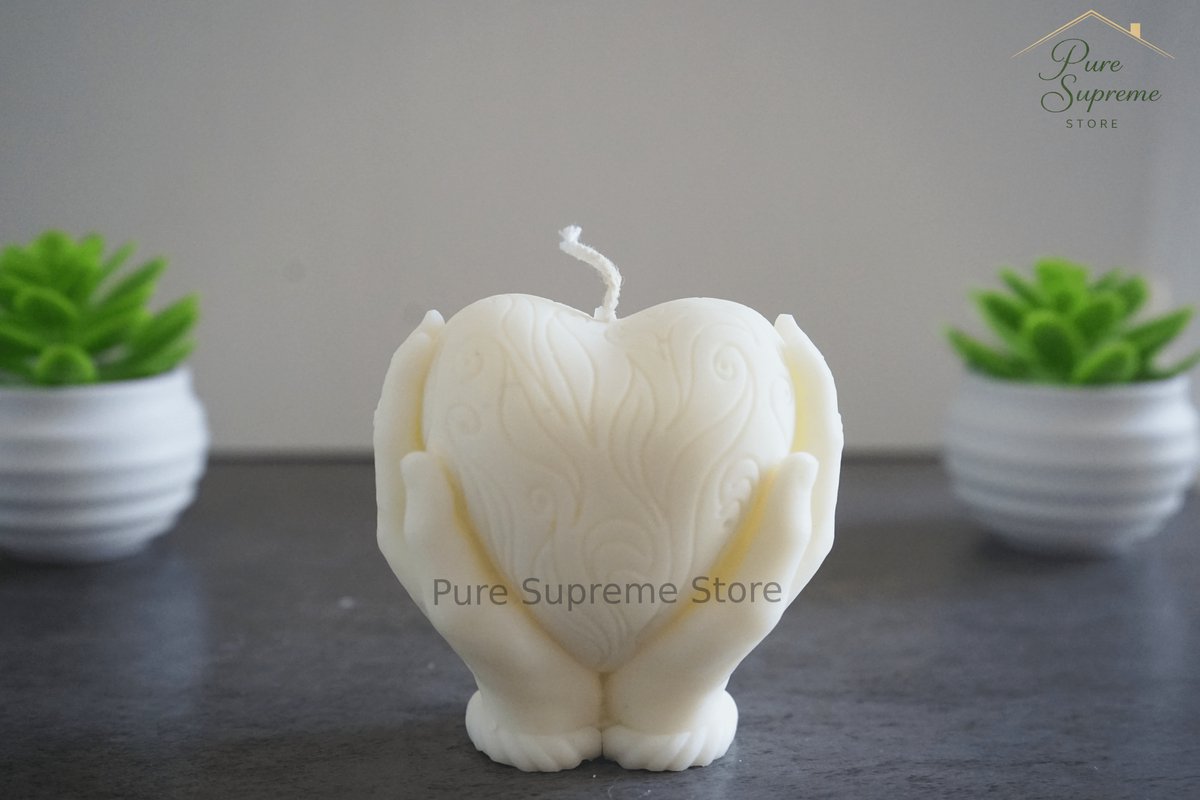 Decoratie kaars handen met hart | Handgemaakt | Valentijnsdag
